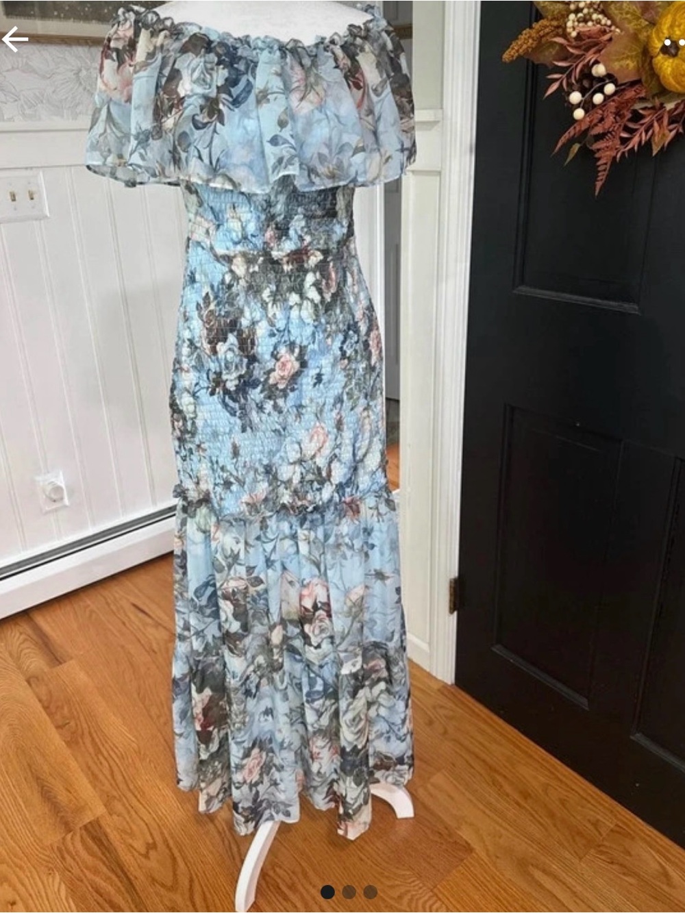 Baltic Born Light Blue Floral Off-Shoulder Maxi Dress